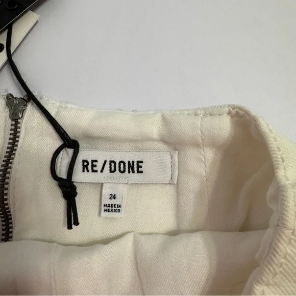 Re/Done Denim women’s Vintage white skirt sz 24 studs 90’s YTK Festival biker - Picture 5 of 11